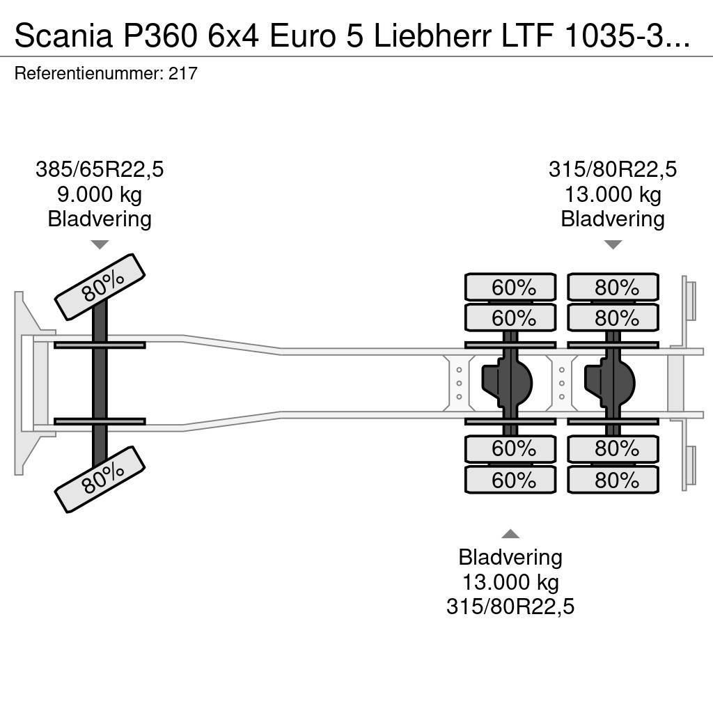 Scania P360 6x4 Euro 5 Liebherr LTF 1035-3.1 Radio Remote Rabljeni žerjavi za vsak teren