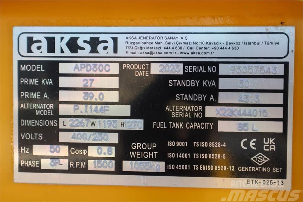 AKSA APD30C Valid inspection, *Guarantee! Diesel, 30 kV Dizelski agregati