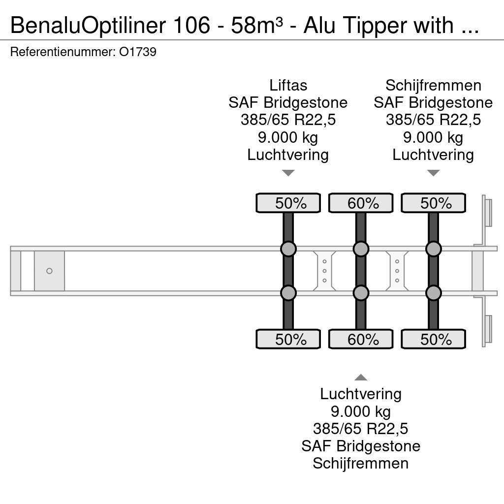 Benalu Optiliner 106 - 58m³ - Alu Tipper with Carrier Sup Polprikolice prekucniki - kiper