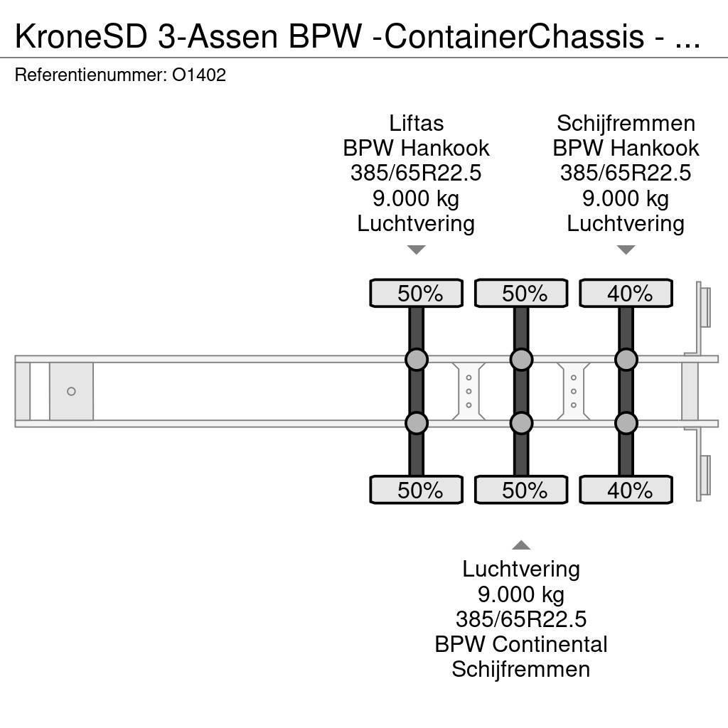 Krone SD 3-Assen BPW -ContainerChassis - Achterschuiver Kontejnerske polprikolice