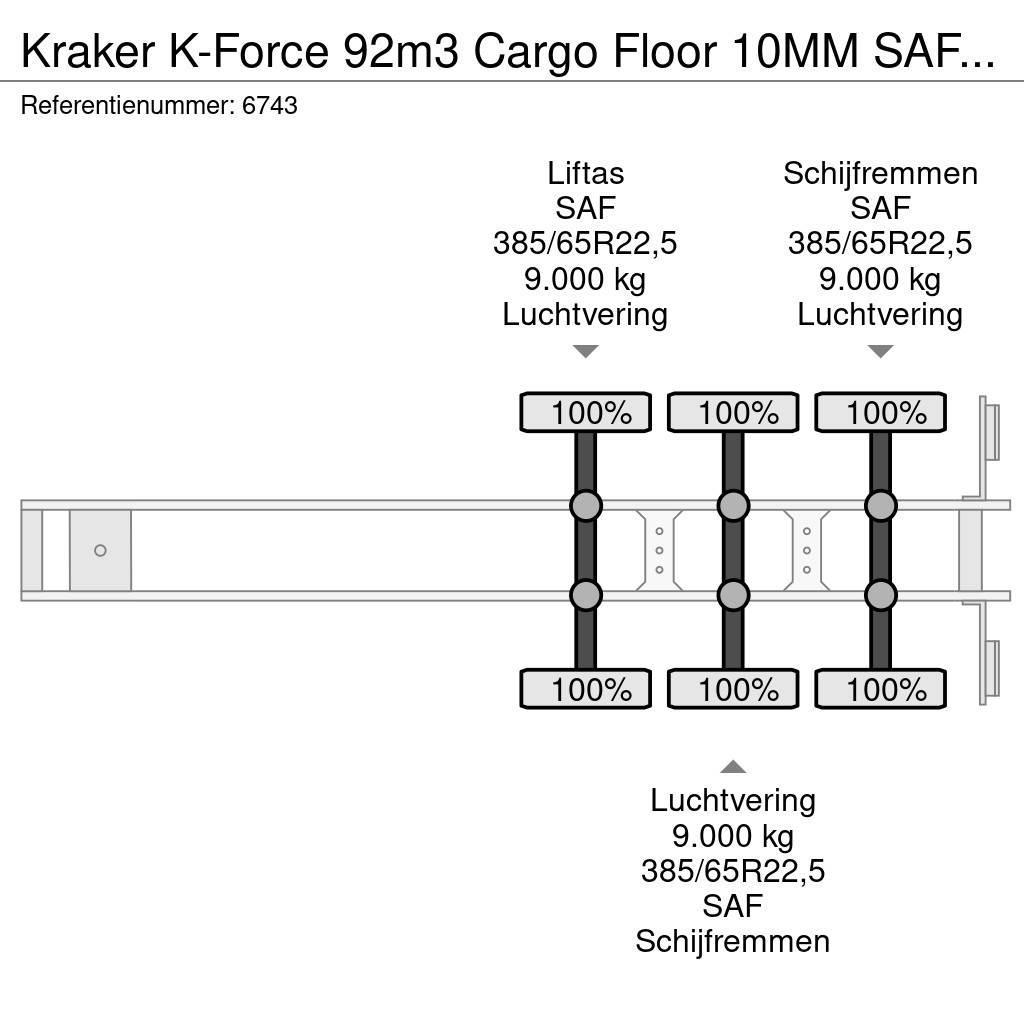 Kraker K-Force 92m3 Cargo Floor 10MM SAF, Liftachse, Remo Tovorne pohodne polprikolice