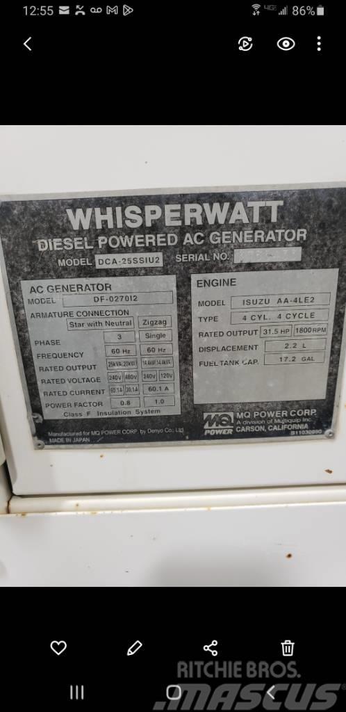 Whisperwatt Diesel Powered AC Generator DF-027012 Dizelski agregati