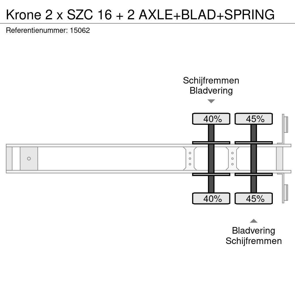 Krone 2 x SZC 16 + 2 AXLE+BLAD+SPRING Kontejnerske polprikolice