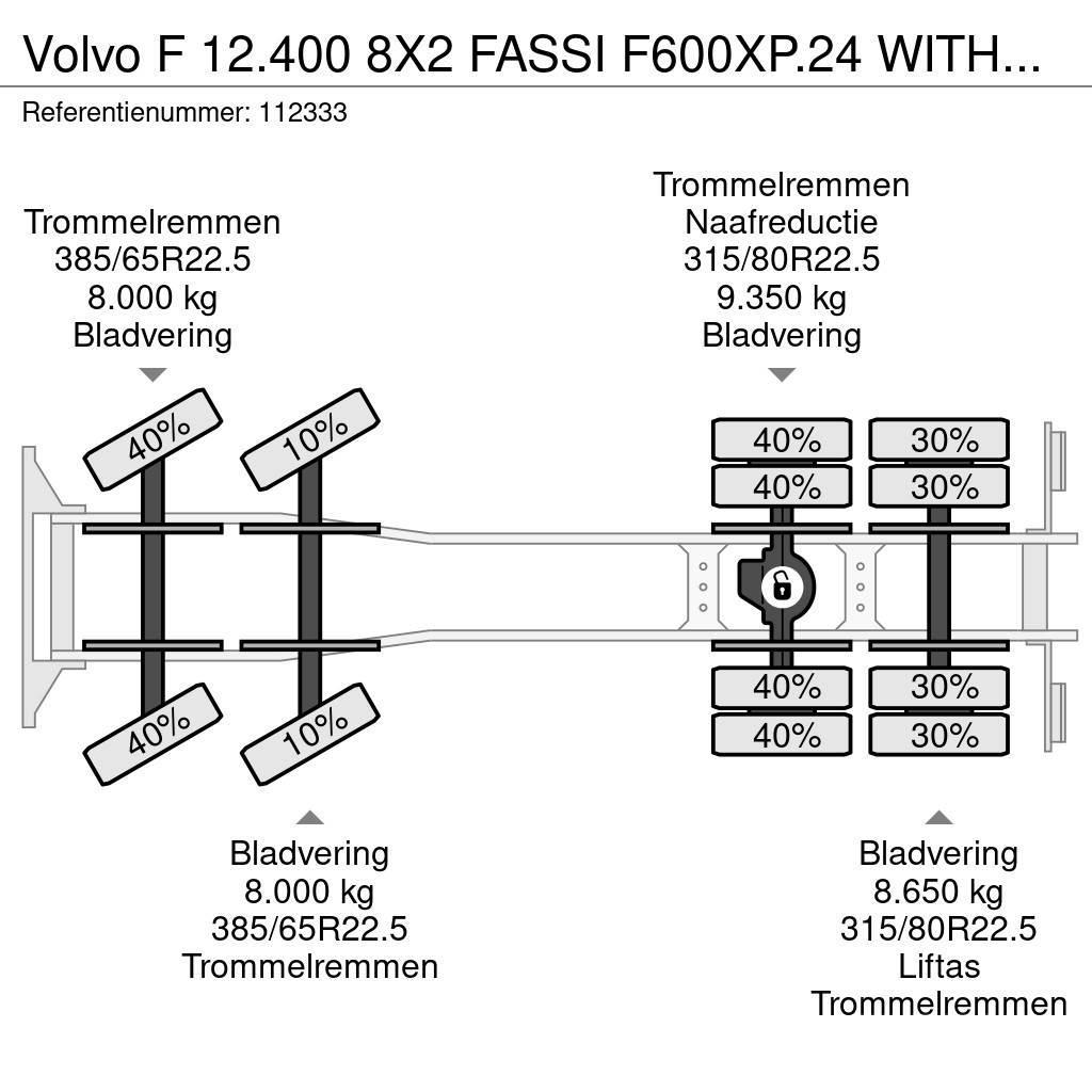 Volvo F 12.400 8X2 FASSI F600XP.24 WITH JIB Rabljeni žerjavi za vsak teren