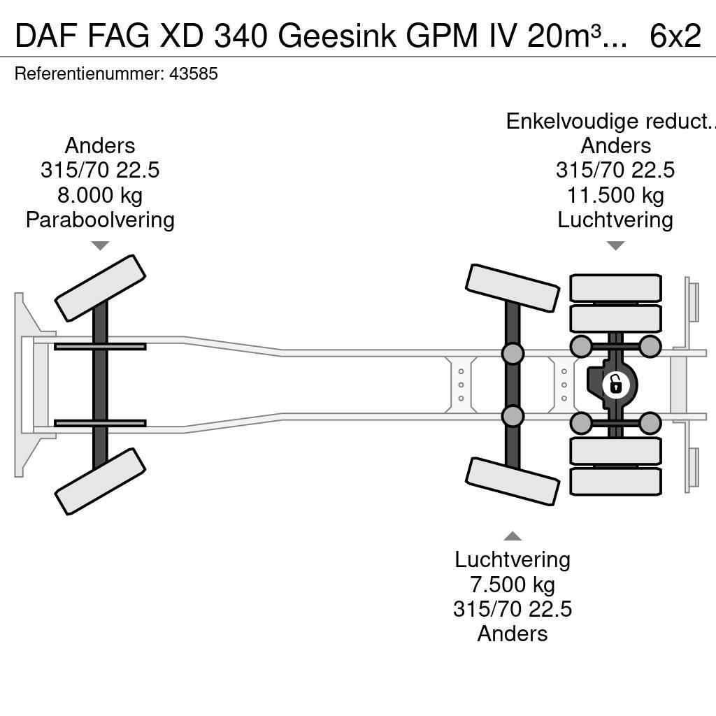 DAF FAG XD 340 Geesink GPM IV 20m³ GEC Welvaarts weigh Komunalni tovornjaki