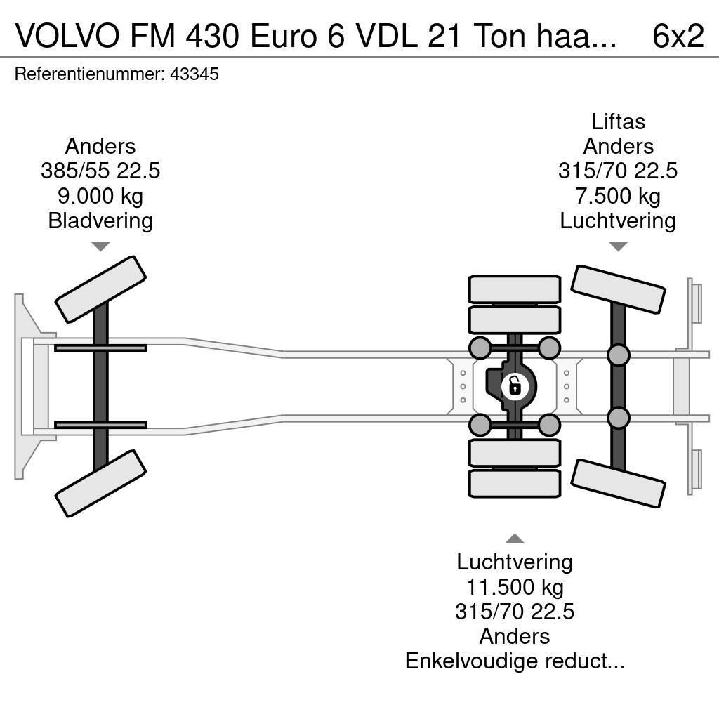 Volvo FM 430 Euro 6 VDL 21 Ton haakarmsysteem Kontejnerski tovornjaki