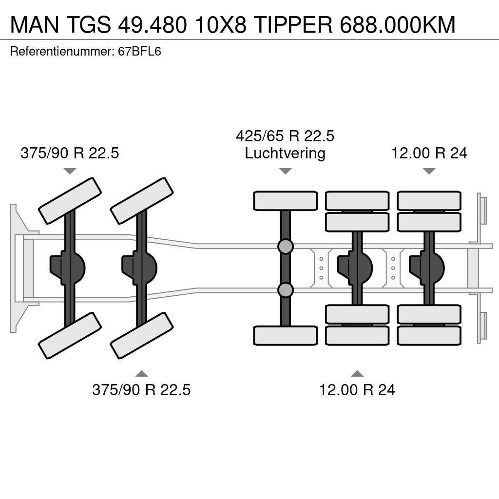 MAN TGS 49.480 10X8 TIPPER 688.000KM Kiper tovornjaki