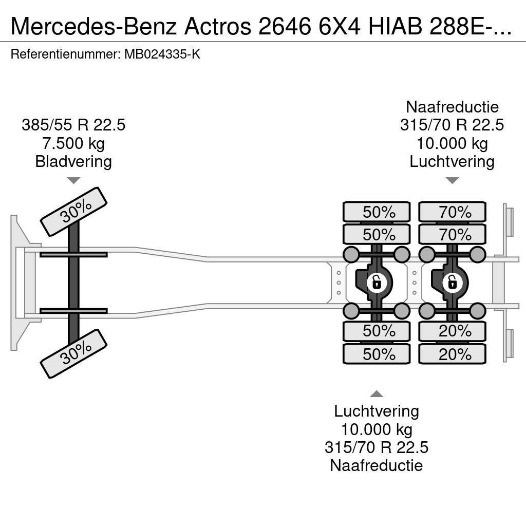 Mercedes-Benz Actros 2646 6X4 HIAB 288E-6 HiPro + FLYJIB 70X + R Rabljeni žerjavi za vsak teren