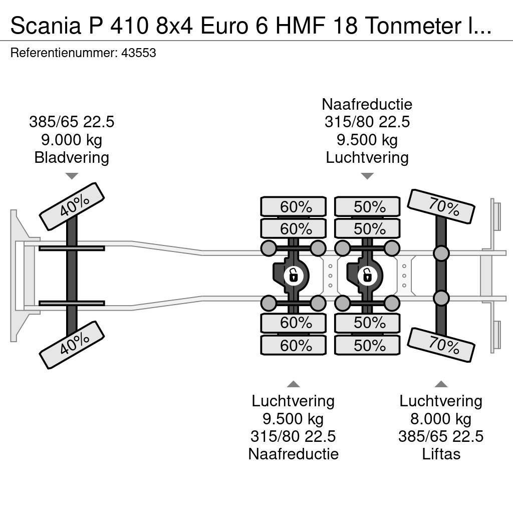 Scania P 410 8x4 Euro 6 HMF 18 Tonmeter laadkraan Kiper tovornjaki