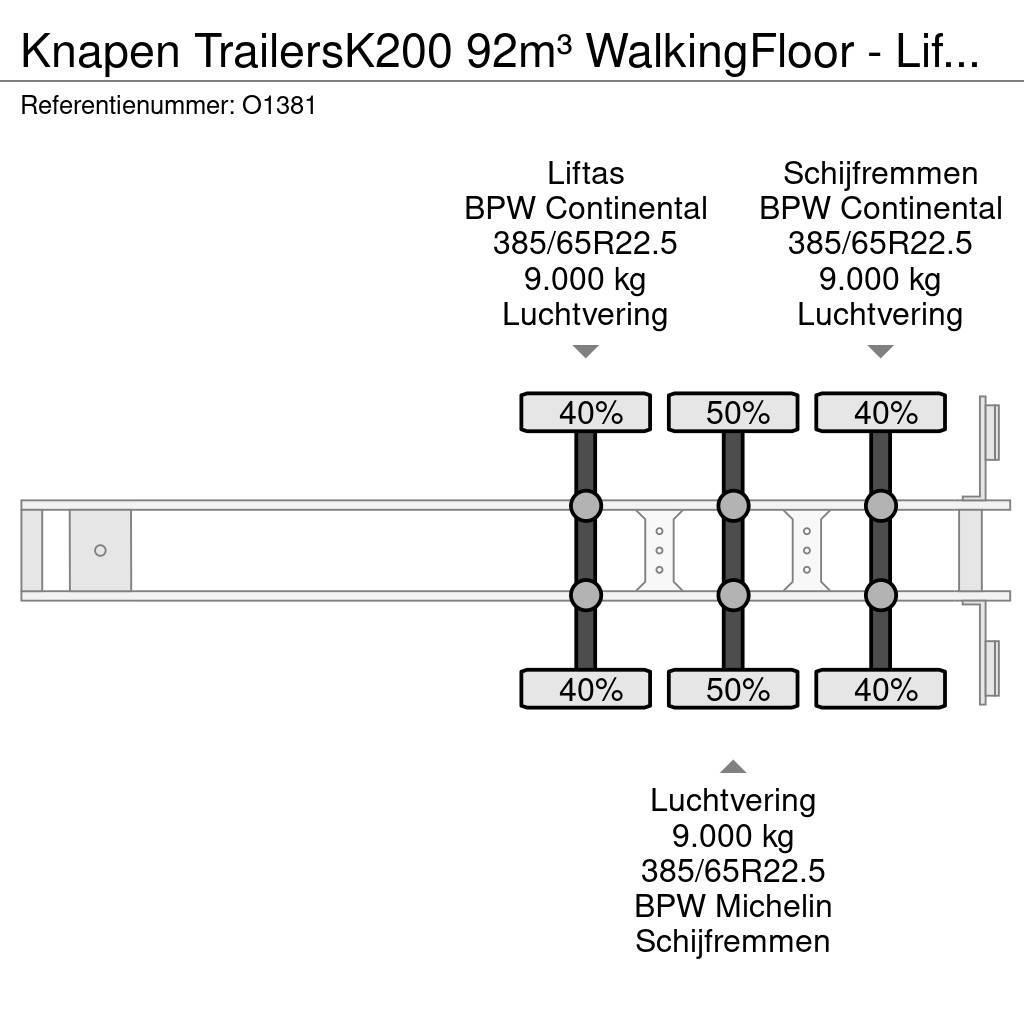 Knapen Trailers K200 92m³ WalkingFloor - LiftAs - Schijfr Tovorne pohodne polprikolice