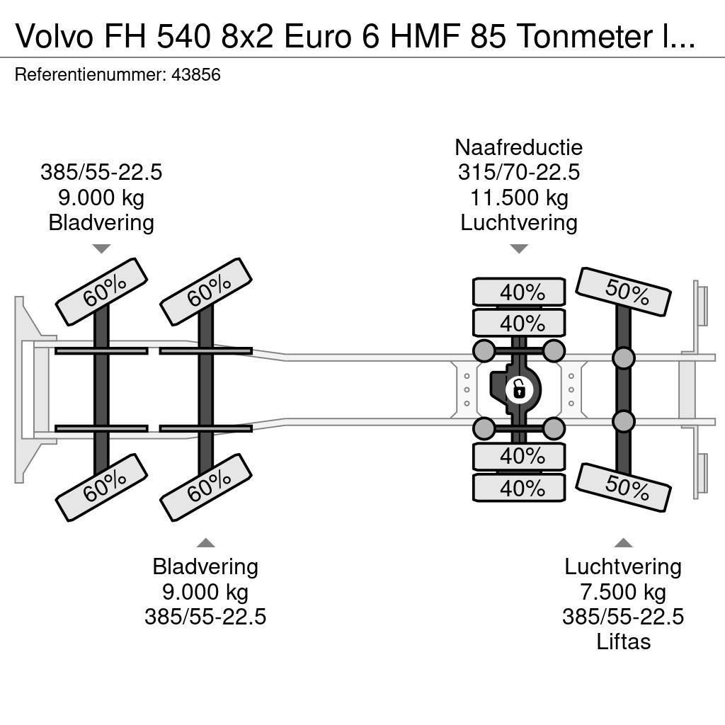 Volvo FH 540 8x2 Euro 6 HMF 85 Tonmeter laadkraan + Fly- Rabljeni žerjavi za vsak teren