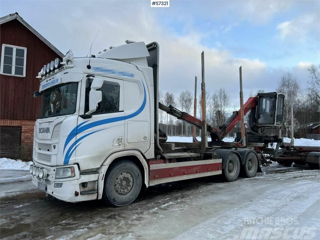 Scania R650 Timber truck with wagon and crane Tovornjaki za hlode