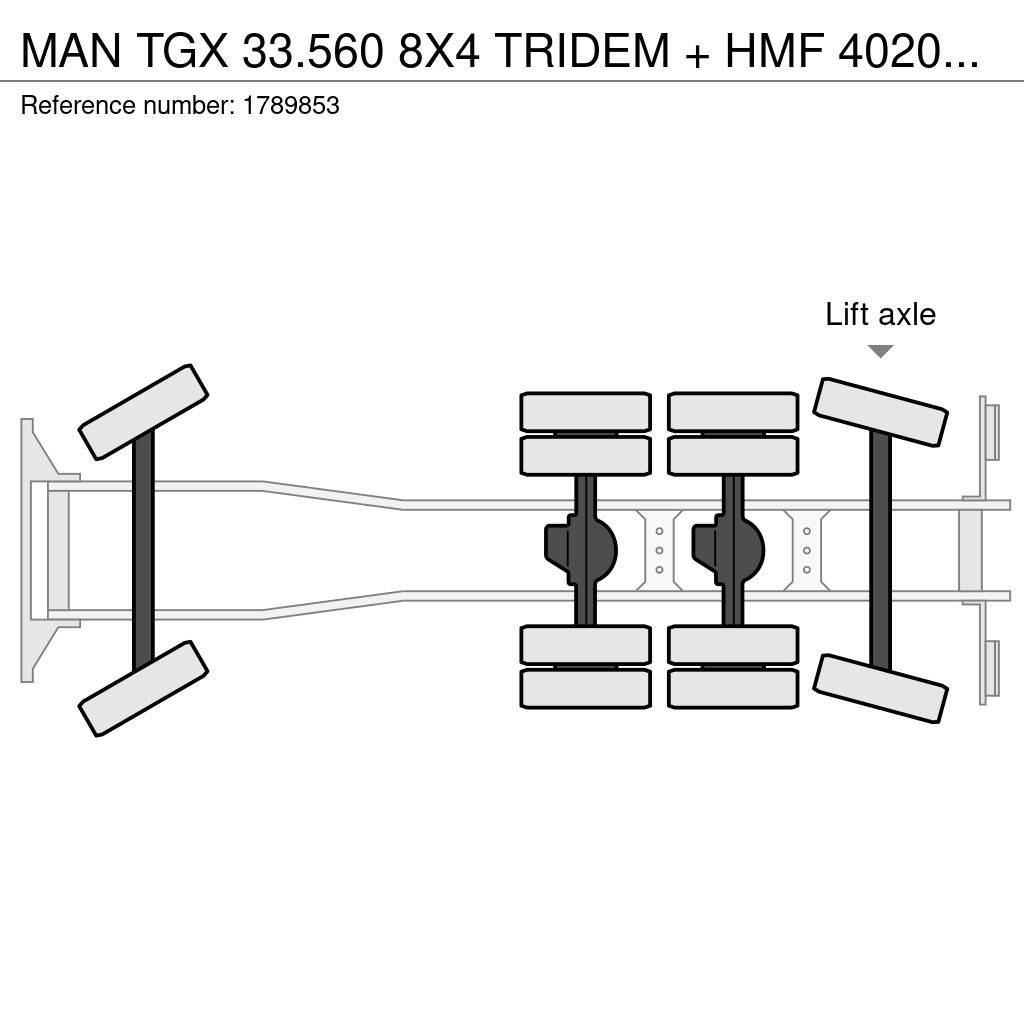 MAN TGX 33.560 8X4 TRIDEM + HMF 4020-K8 KRAAN/KRAN/CRA Tovornjaki z žerjavom
