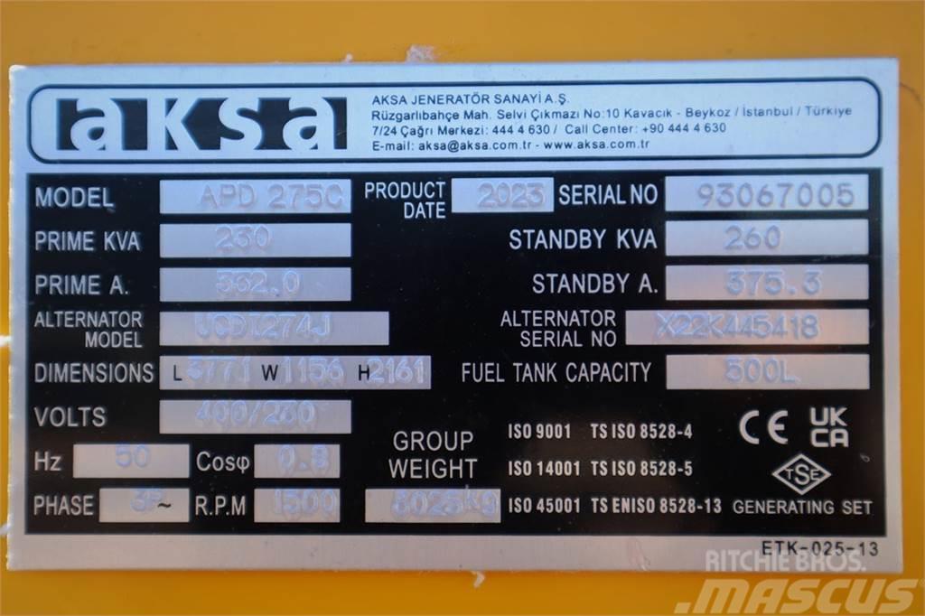 AKSA APD275C Valid inspection, *Guarantee! Diesel, 275 Dizelski agregati