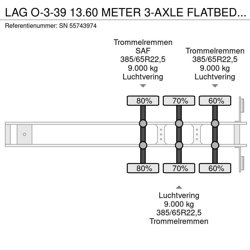 LAG O-3-39 13.60 METER 3-AXLE FLATBED (DRUM BRAKES / A Plato/keson polprikolice
