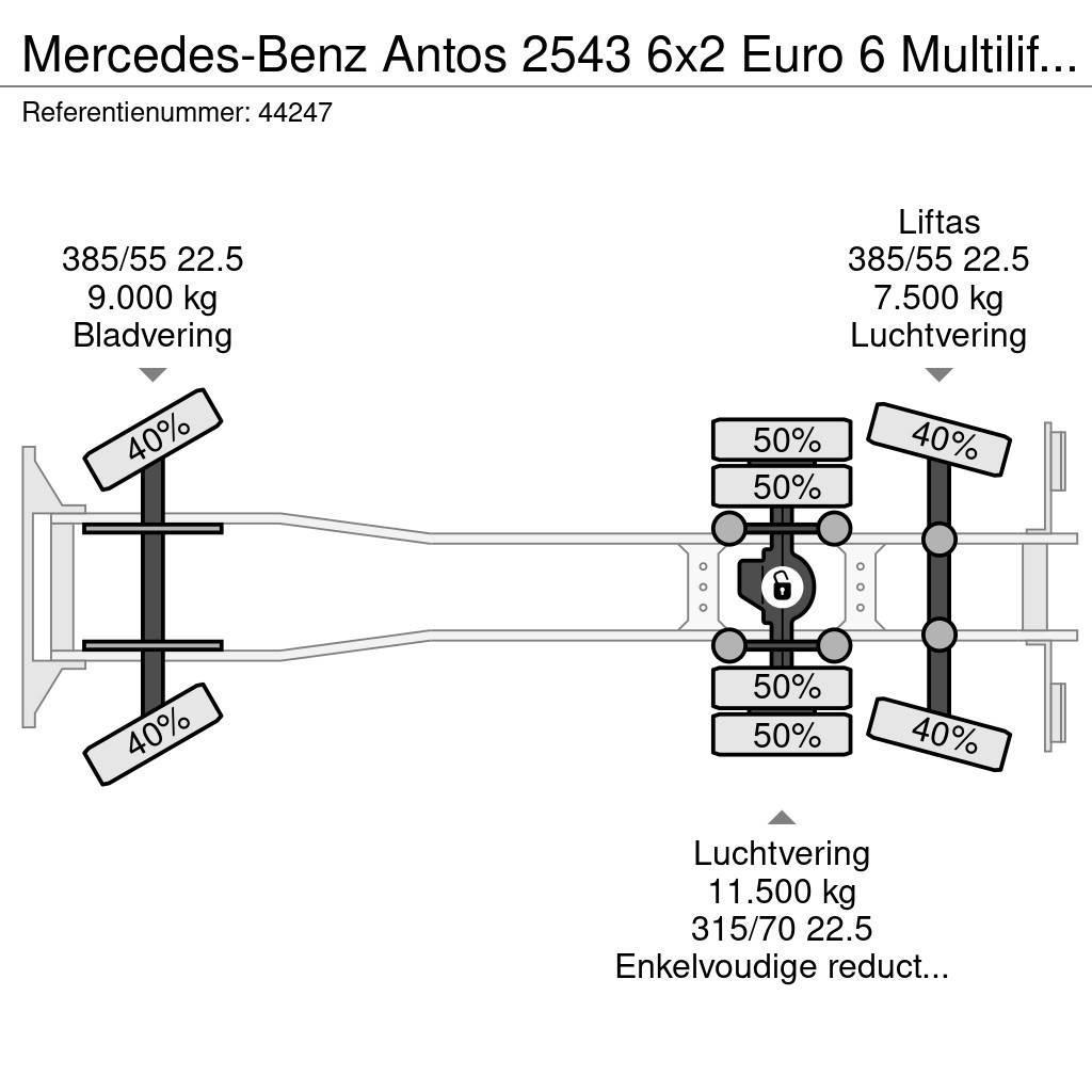 Mercedes-Benz Antos 2543 6x2 Euro 6 Multilift 26 Ton haakarmsyst Kotalni prekucni tovornjaki