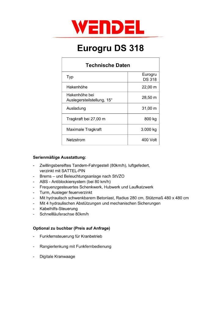 Eurogru DS 318 Schnellbaukran, Zimmermannkran, Kran Samopostavljivi žerjavi