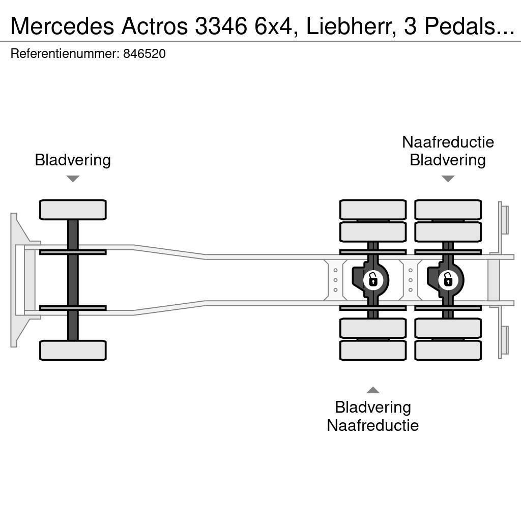 Mercedes-Benz Actros 3346 6x4, Liebherr, 3 Pedals, Steel suspens Avtomešalci za beton