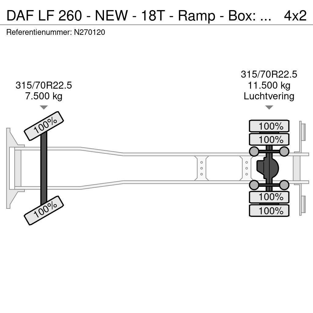 DAF LF 260 - NEW - 18T - Ramp - Box: 7.50 - 2.50 - Too Avtotransporterji