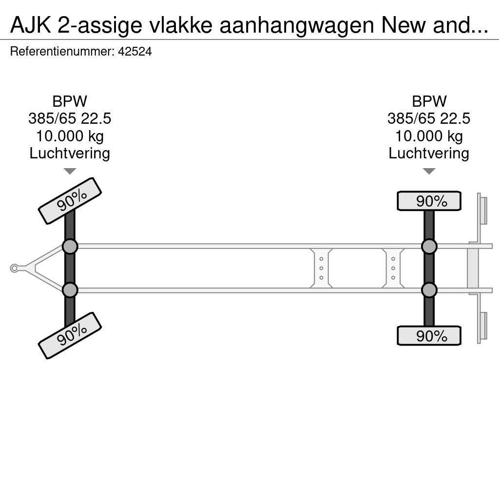 AJK 2-assige vlakke aanhangwagen New and Unused! Plato/keson prikolice
