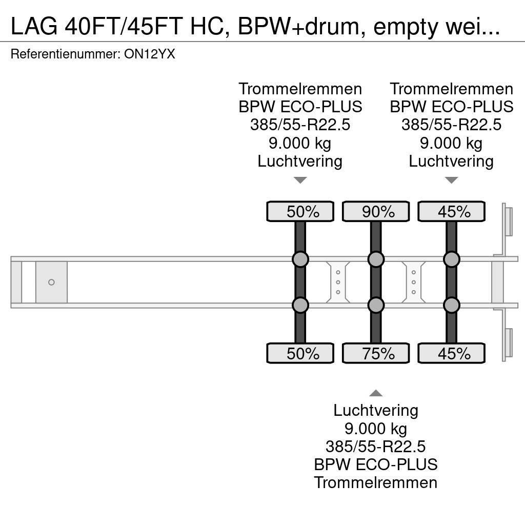 LAG 40FT/45FT HC, BPW+drum, empty weight: 4.120kg, NL- Kontejnerske polprikolice