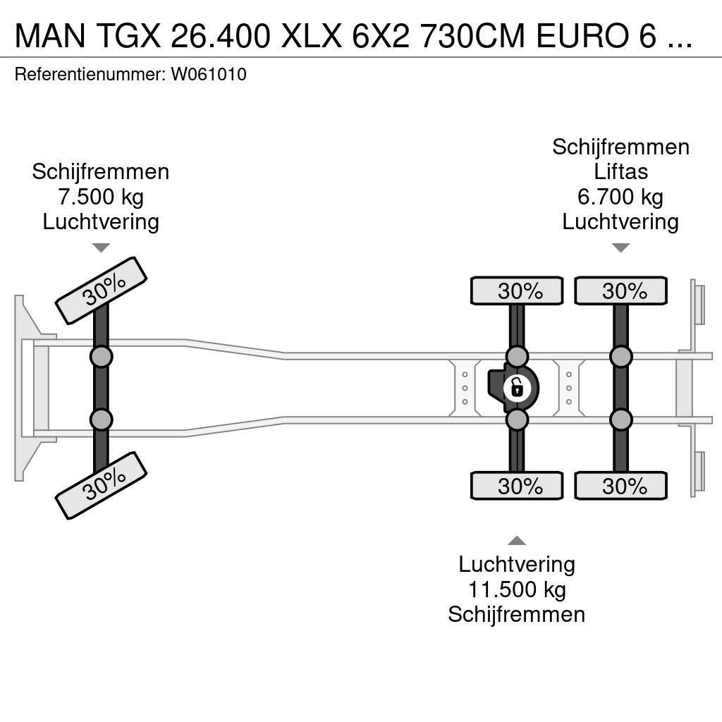 MAN TGX 26.400 XLX 6X2 730CM EURO 6 AHK Tovornjaki-šasije