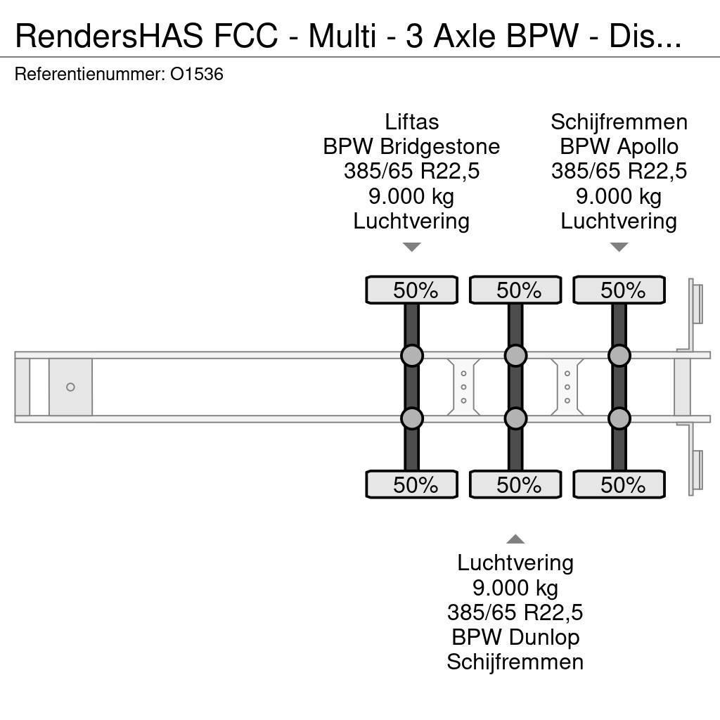 Renders HAS FCC - Multi - 3 Axle BPW - DiscBrakes - LiftAx Kontejnerske polprikolice