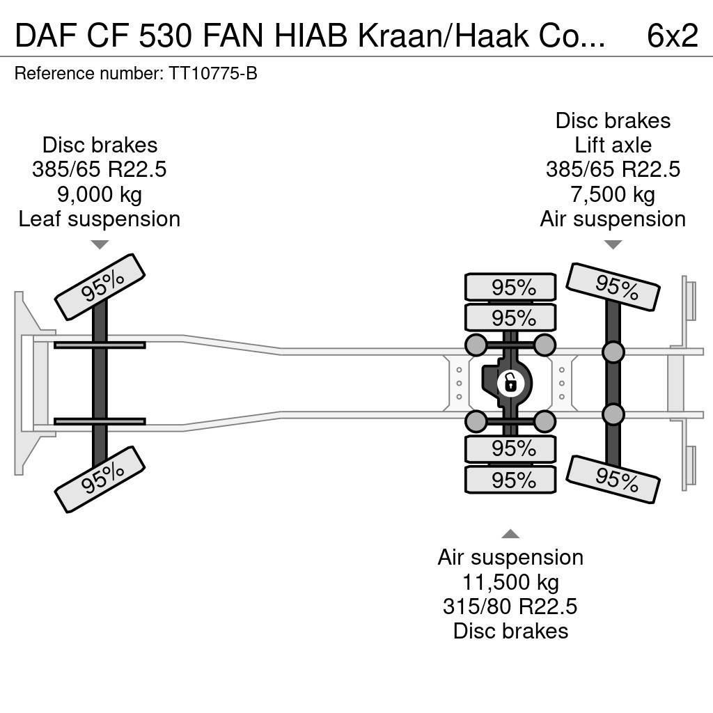 DAF CF 530 FAN HIAB Kraan/Haak Combikeuring 12-2030 Rabljeni žerjavi za vsak teren