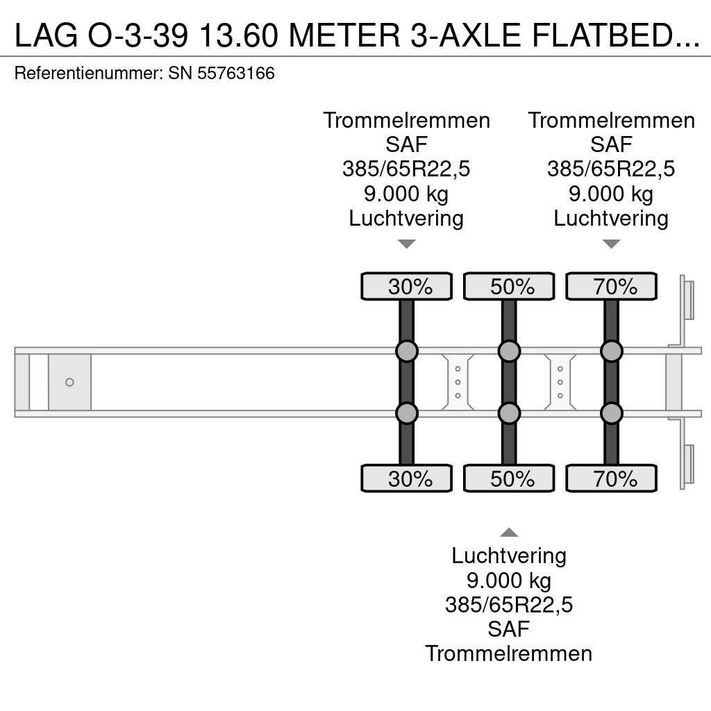LAG O-3-39 13.60 METER 3-AXLE FLATBED (4 IDENTICAL UNI Plato/keson polprikolice