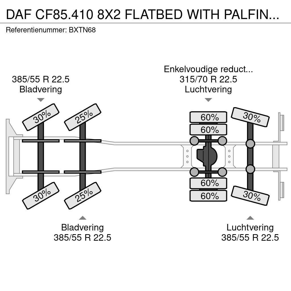 DAF CF85.410 8X2 FLATBED WITH PALFINGER PK 42502 CRANE Rabljeni žerjavi za vsak teren
