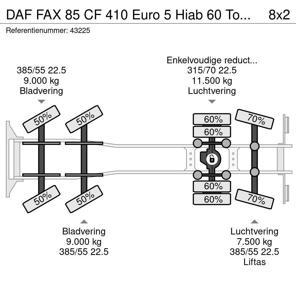 DAF FAX 85 CF 410 Euro 5 Hiab 60 Tonmeter laadkraan Rabljeni žerjavi za vsak teren
