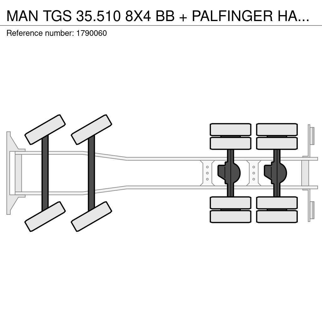 MAN TGS 35.510 8X4 BB + PALFINGER HAAKARMSYSTEEM + PAL Tovornjaki z žerjavom