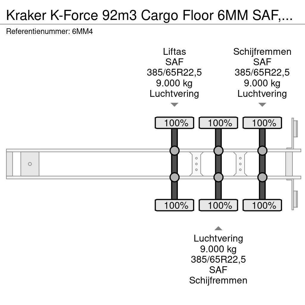 Kraker K-Force 92m3 Cargo Floor 6MM SAF, Liftachse, Remot Tovorne pohodne polprikolice