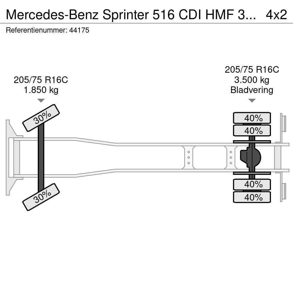 Mercedes-Benz Sprinter 516 CDI HMF 3 Tonmeter laadkraan Rabljeni žerjavi za vsak teren