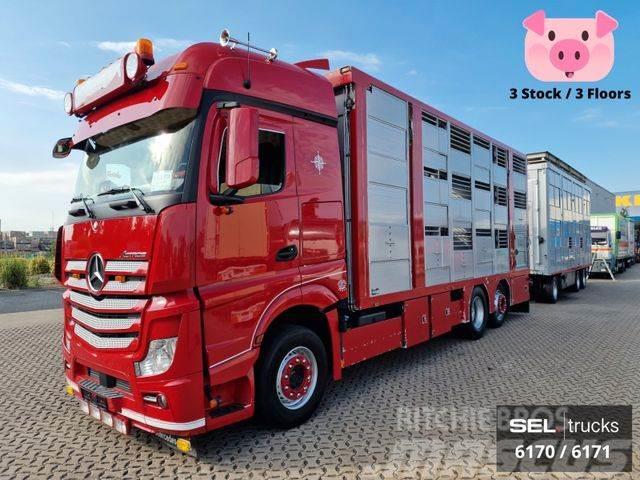 Mercedes-Benz Actros / Durchladezug / 3 Stock / Lenkachse Tovornjaki za prevoz živine