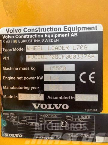 Volvo L70G **BJ. 2015 *19460H/Klima/Hochkippschaufel * Kolesni nakladalci