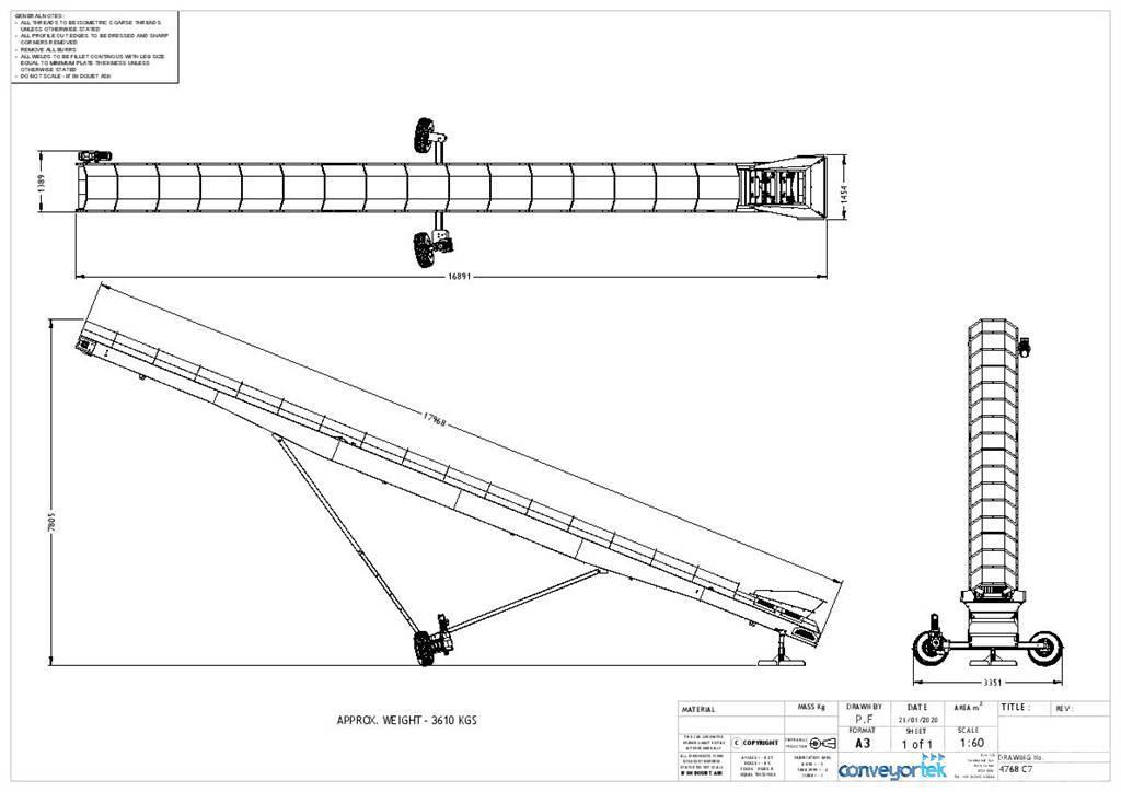  Conveyortek 60ft x 900mm Stockpiling Conveyor Transportni trakovi