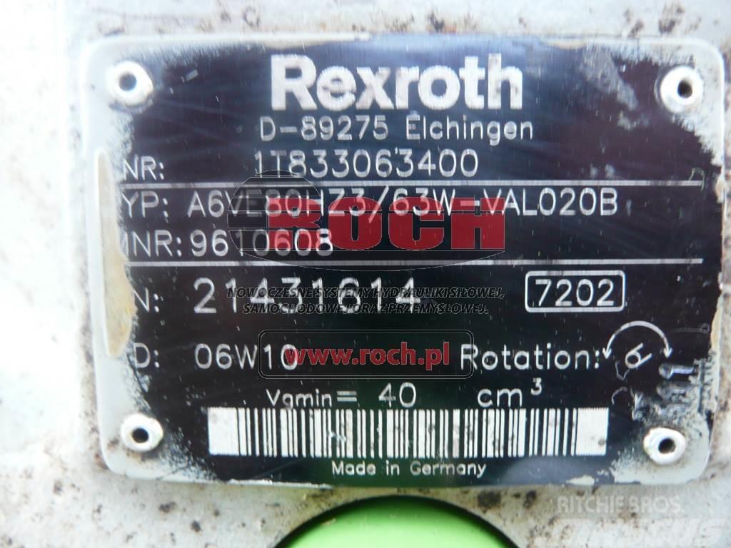 Rexroth A6VE80HZ3/63W-VAL020B 9610608 1T833063400 Motorji
